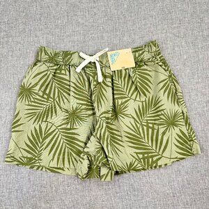 NEW! Kids There Abouts Shorts Green Palm Elastic Waist $26 (M 10/12) Drawstring‎